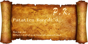 Patatics Konrád névjegykártya